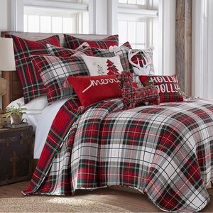 🆕 PB Style Christmas Tartan Plaid Quilt Stewart Print in King Bedding SET shams